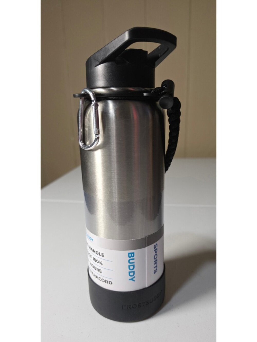 FrostBuddy Stainless Steel Leak-Proof Sports Water Bottle with Paracord Handle